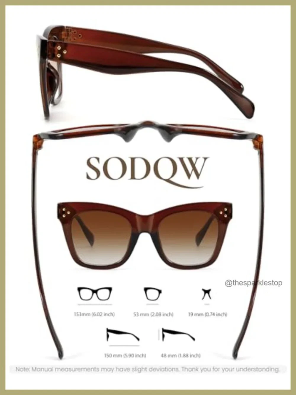 2 Pack Oversized Cat Eye Sunglasses Women Retro Metal Rivets UV400 Gradient